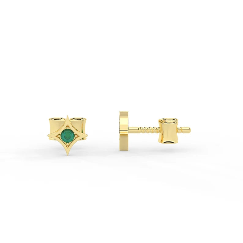 Solid Gold 1.5 MM Natural Emerald Stud