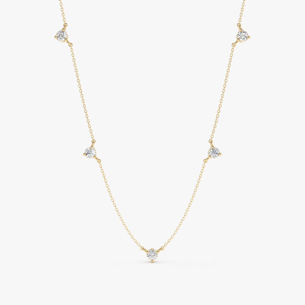 Solid Gold Diamond Station Necklace (D4F817)