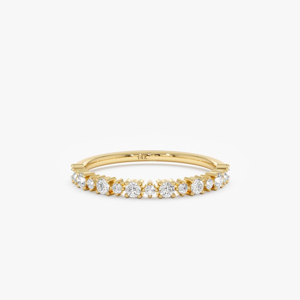 Solid Gold Alternating Diamond Half Eternity Ring (02F09A)