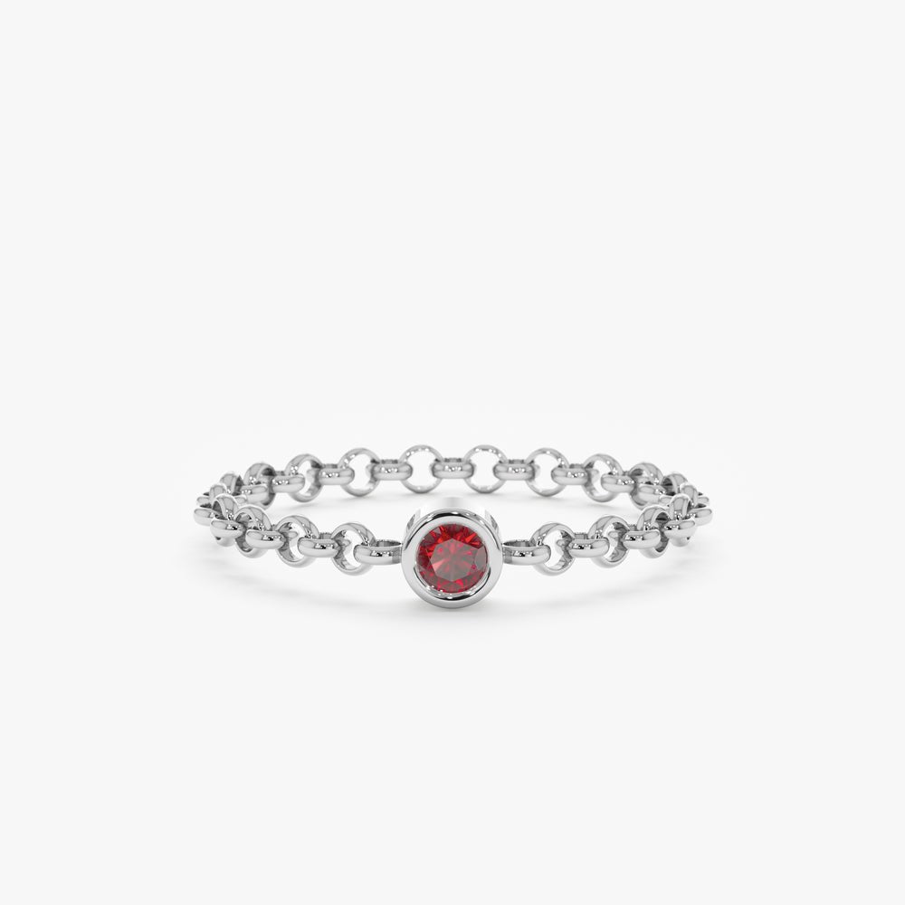 Solid Gold Garnet Chain Ring (388064)