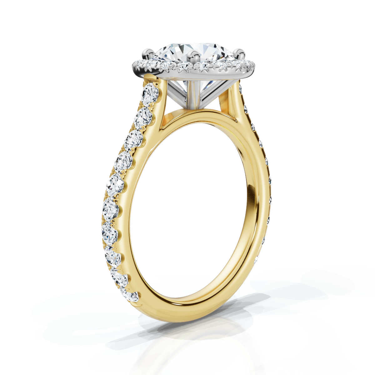 Solid Gold 2 CT Halo Lab Grown Diamond Ring (E0C4B4)
