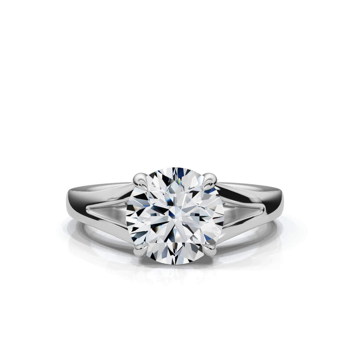 Solid Gold Engagement Ring 2 CT Spit Shank Solitaire Lab Grown Diamond