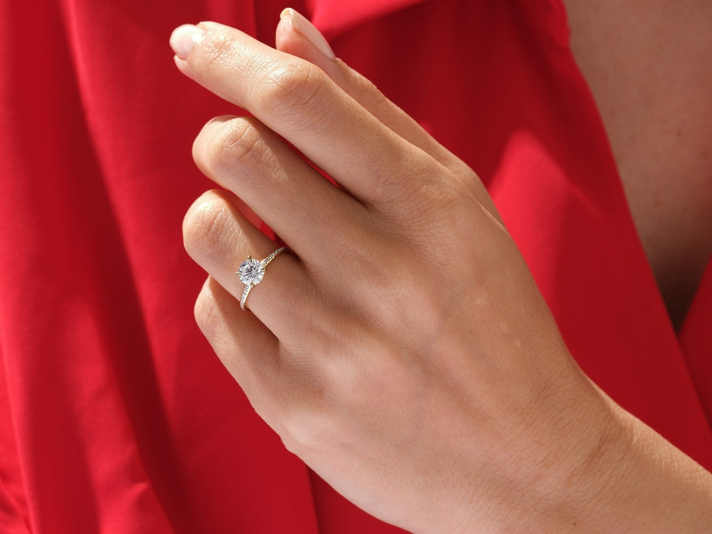 Solid Gold Oval Cut 3 ct Lab Grown Diamond Engagement Ring