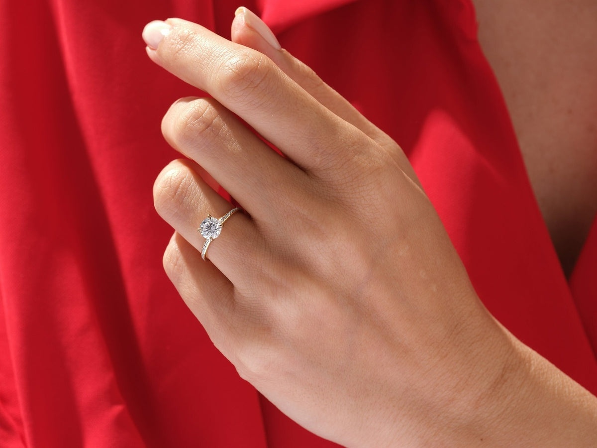 Solid Gold Oval Cut 3 ct Lab Grown Diamond Engagement Ring