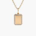 Solid Gold Diamond Tag Initial Necklace