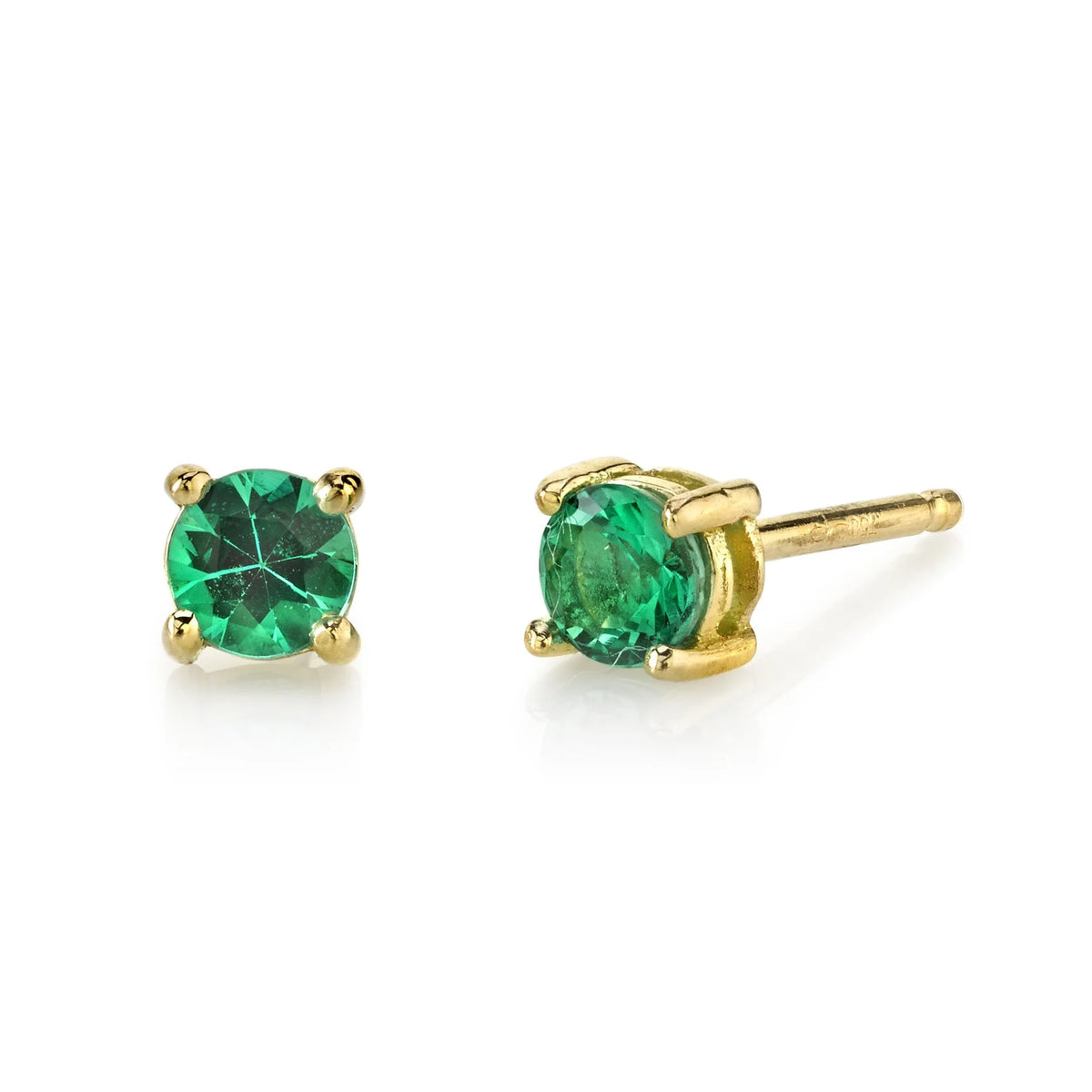 Solid Gold Emerald Studs