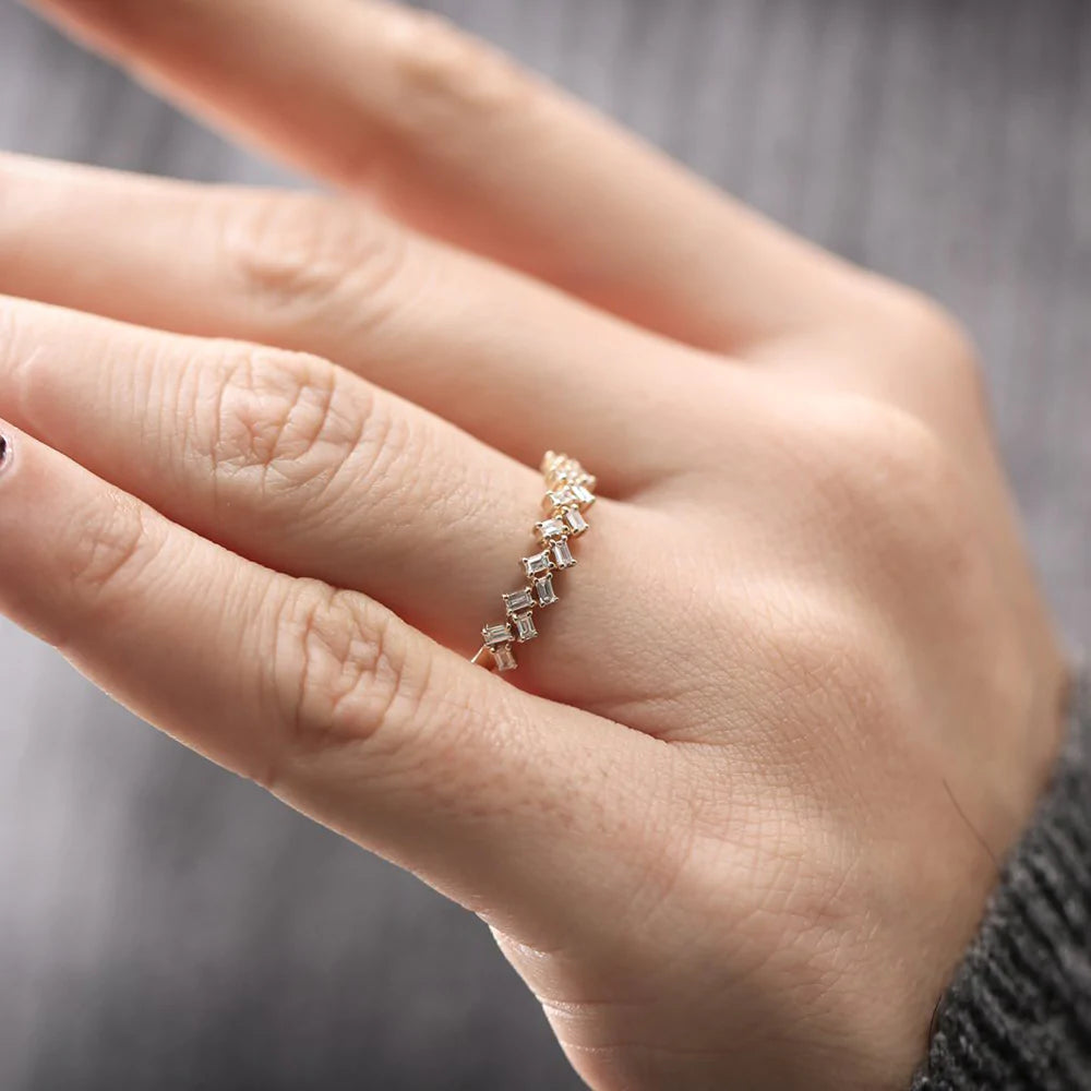 Zig Zag Baguette Moissanite Ring – 1.20mm Band, photo 2
