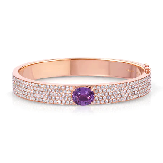 Solid Gold Pave Diamond Oval Bracelet