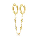 Solid Gold Hoop Spaced Bezel Diamond Connecting Earring