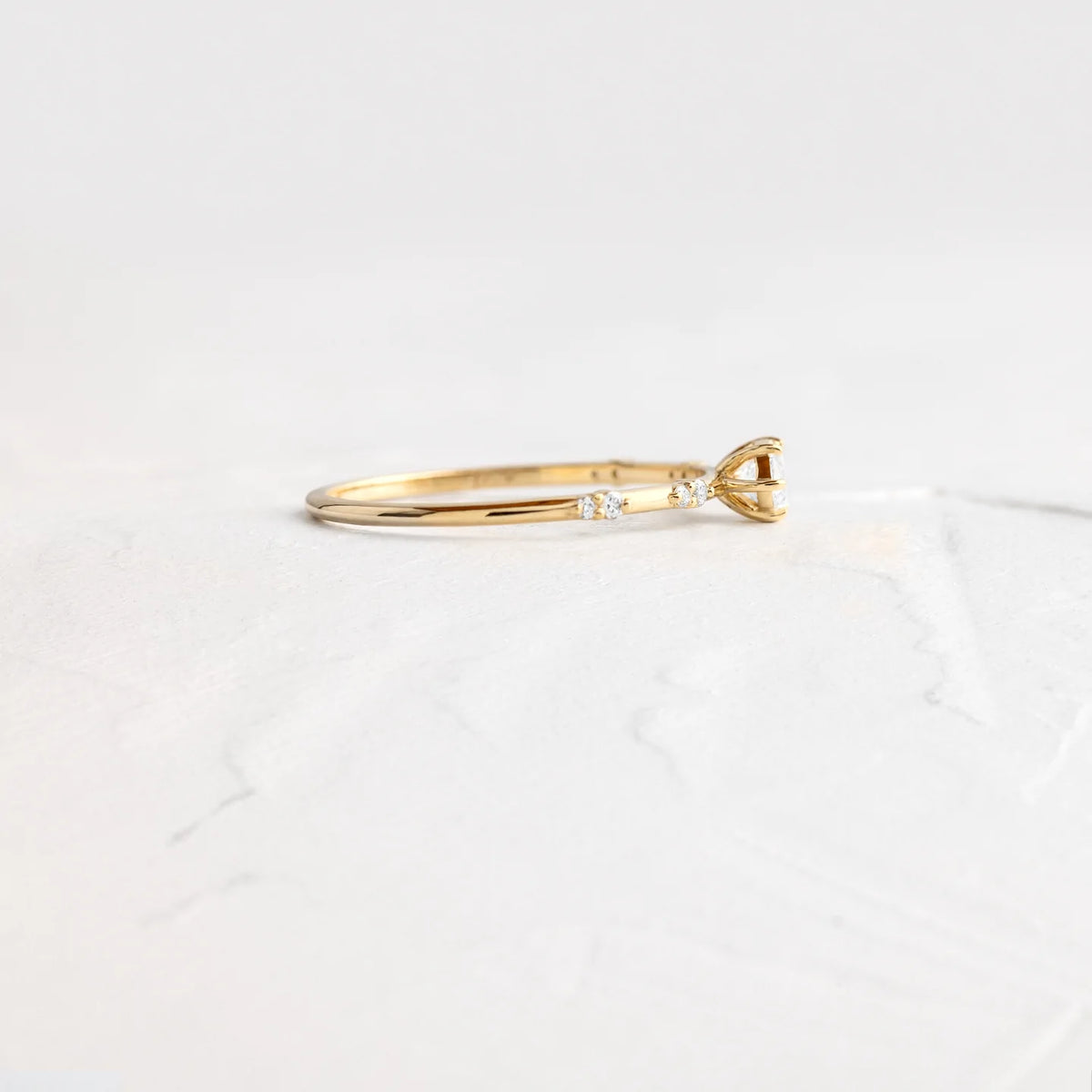 Solid Gold Bright Side Ring, 0.30ct. Marquise Cut Diamond