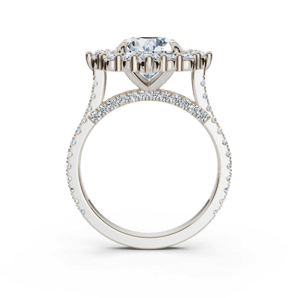 Solid Gold Halo Lab Grown Diamond Engagement Ring