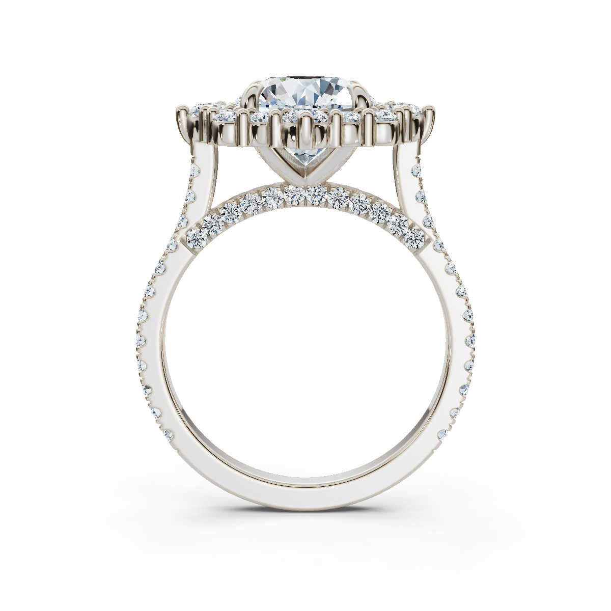 Solid Gold Halo Lab Grown Diamond Engagement Ring