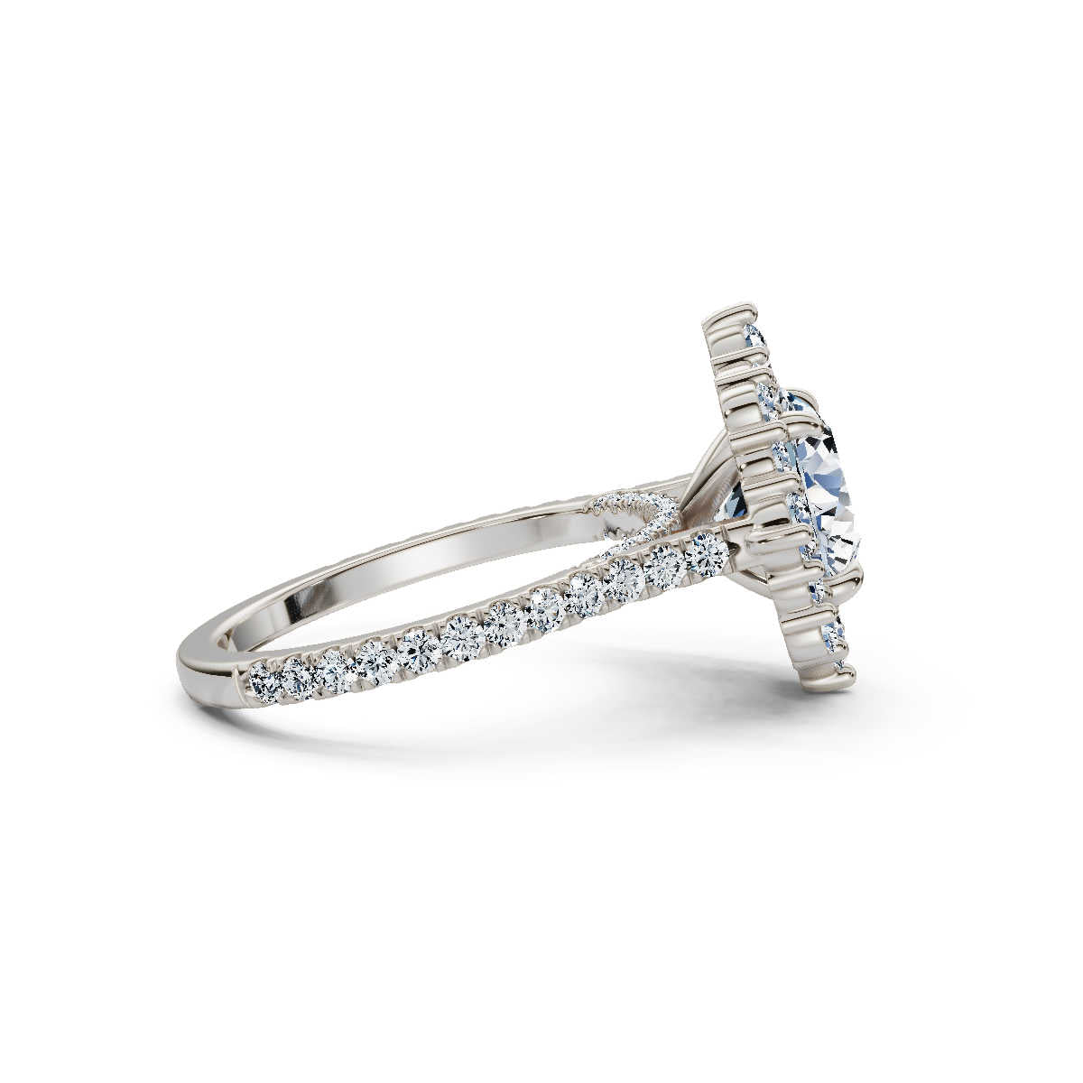 Solid Gold Halo Lab Grown Diamond Engagement Ring