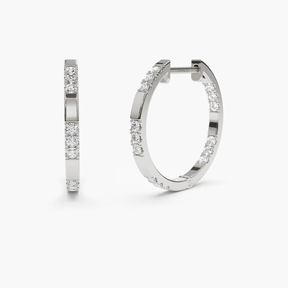 Solid Gold Inside out Diamond Hoop Earrings