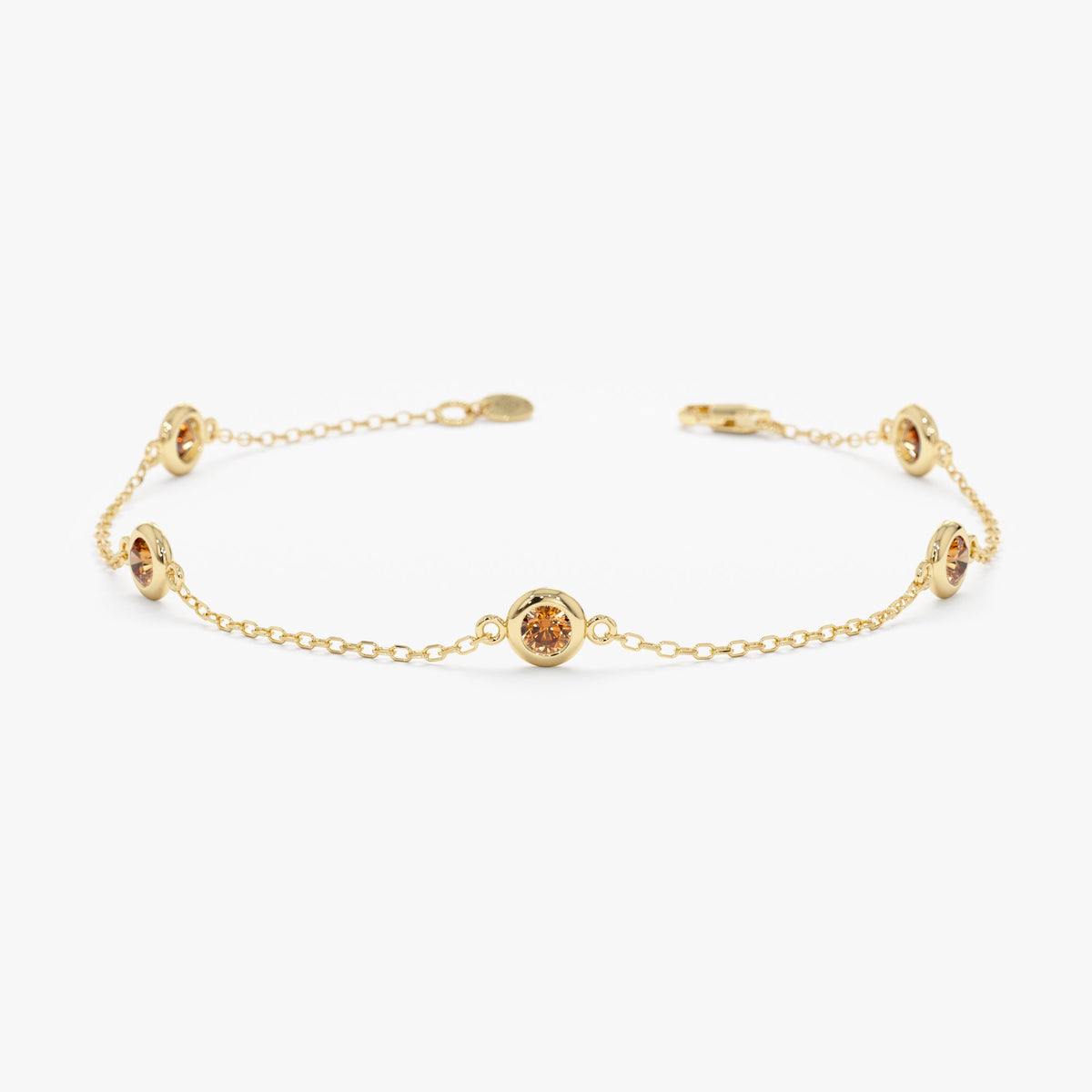 Solid Gold Citrine Station Bracelet