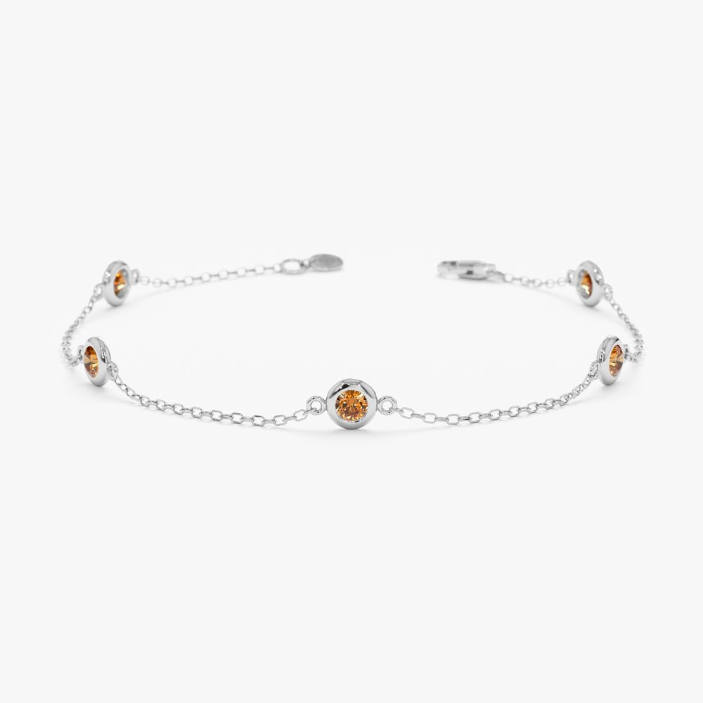 Solid Gold Citrine Station Bracelet