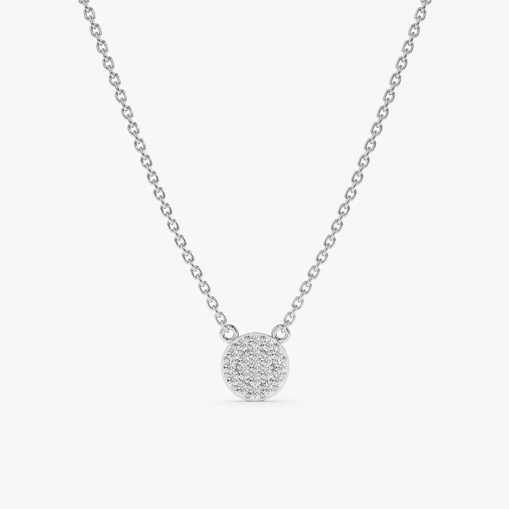 Solid Gold Dainty Diamond Disc Necklace (1BEDAC)