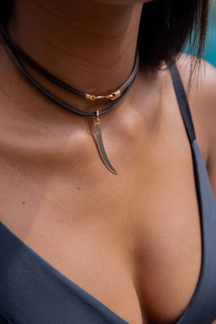 Solid Gold Anastasia Boho Suede Wrap Necklace