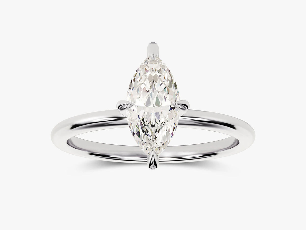 Solid Gold Marquise Cut Dimond Engagement Ring