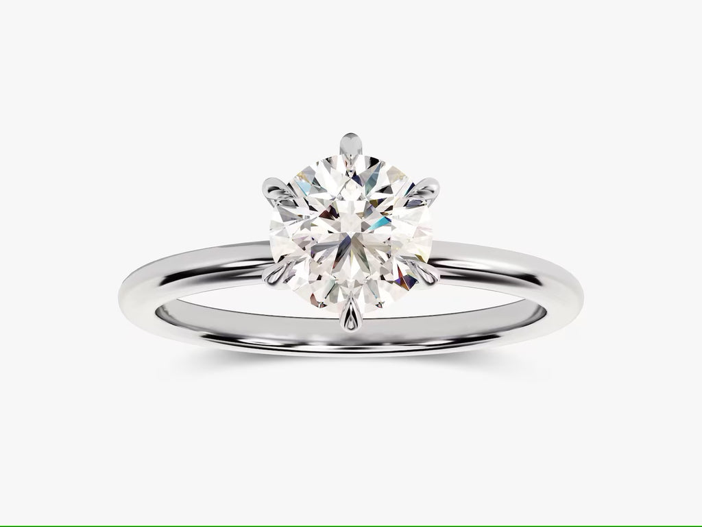 Solid Gold Six-Prong Round Solitaire Diamond Ring