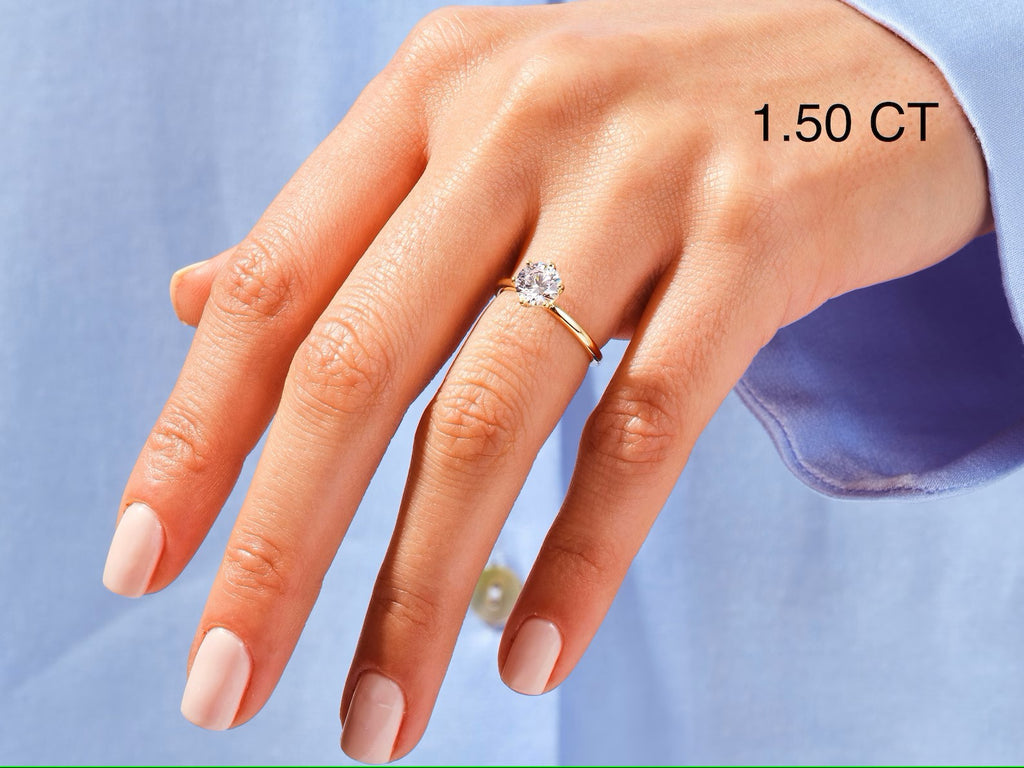 Solid Gold Six-Prong Round Solitaire Diamond Ring