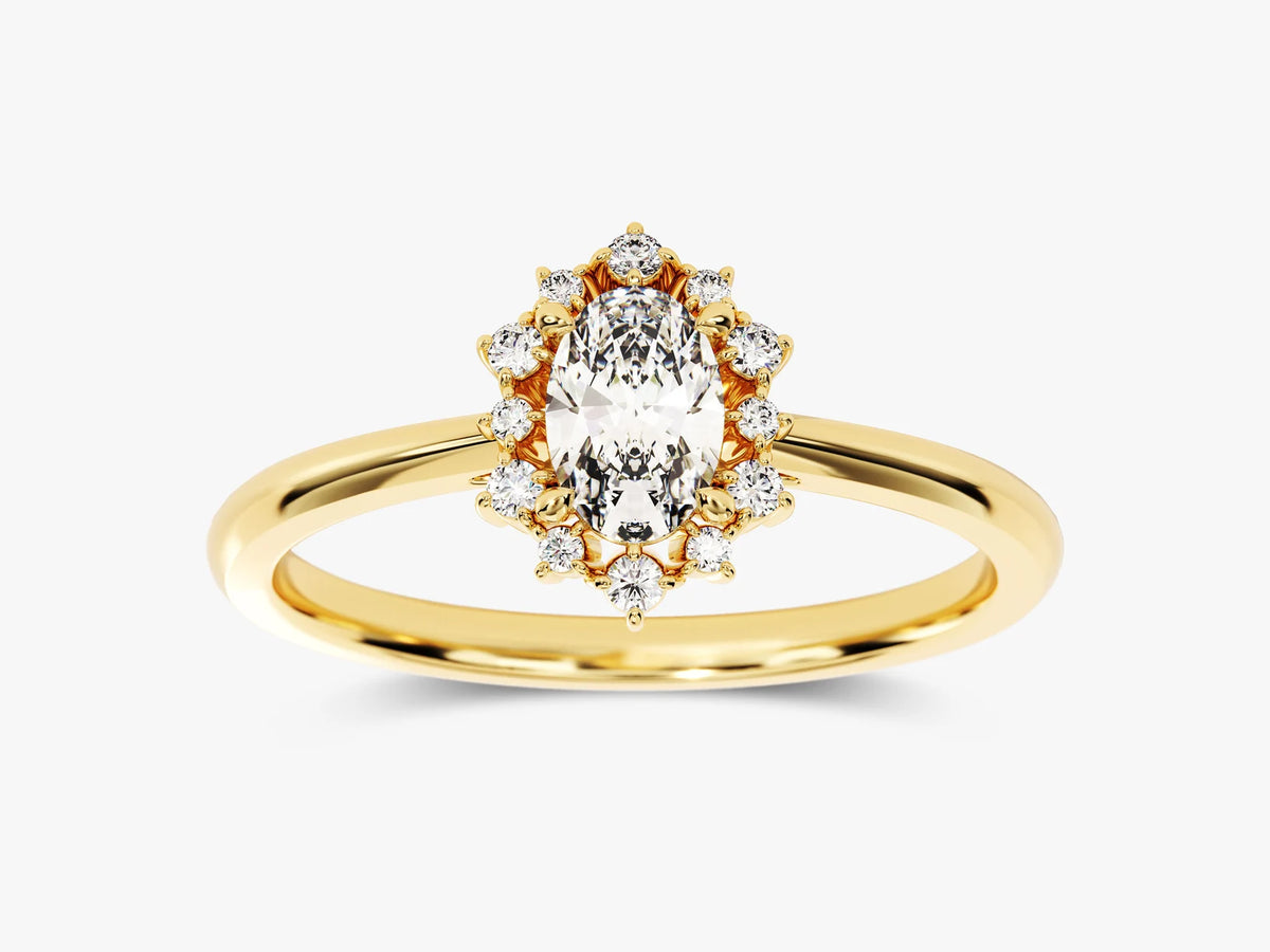 Oval 0.5 Sunburst Diamond Engagement Ring, photo 5