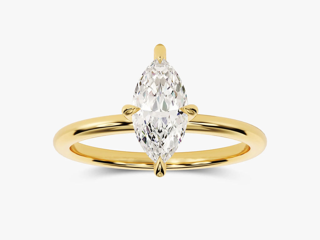 Solid Gold Marquise Cut Dimond Engagement Ring