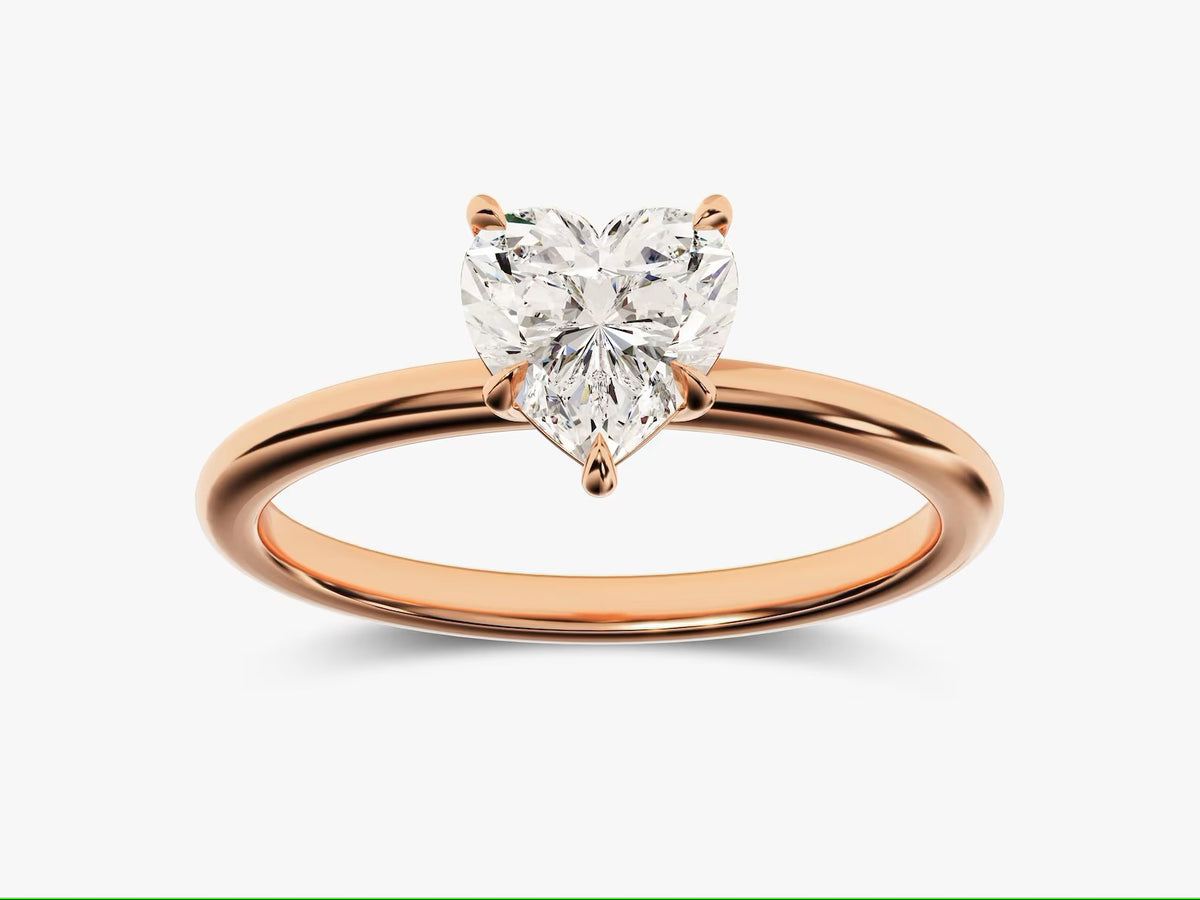 Solid Gold Heart Cut Diamond Engagement Ring