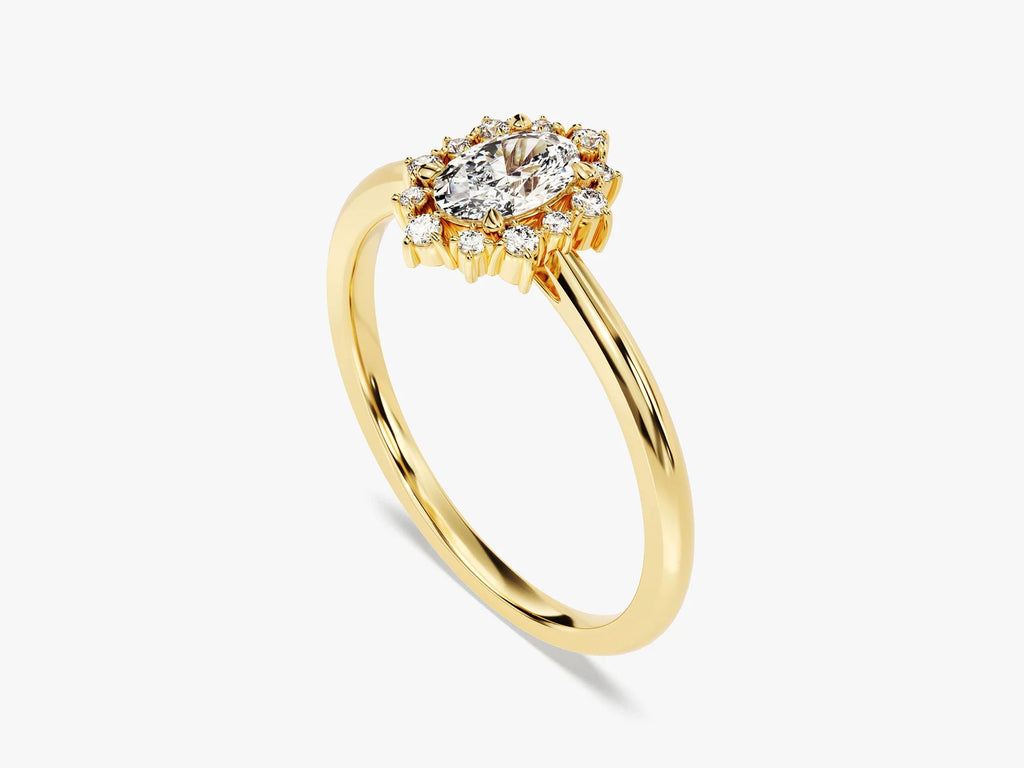 Oval 0.5 Sunburst Diamond Engagement Ring, photo 4