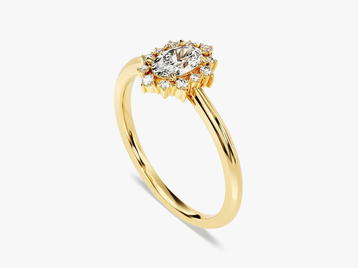 Oval 0.5 Sunburst Diamond Engagement Ring, photo 4