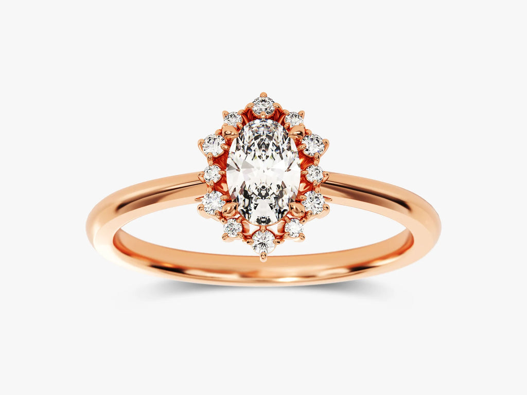 Oval 0.5 Sunburst Diamond Engagement Ring, photo 3