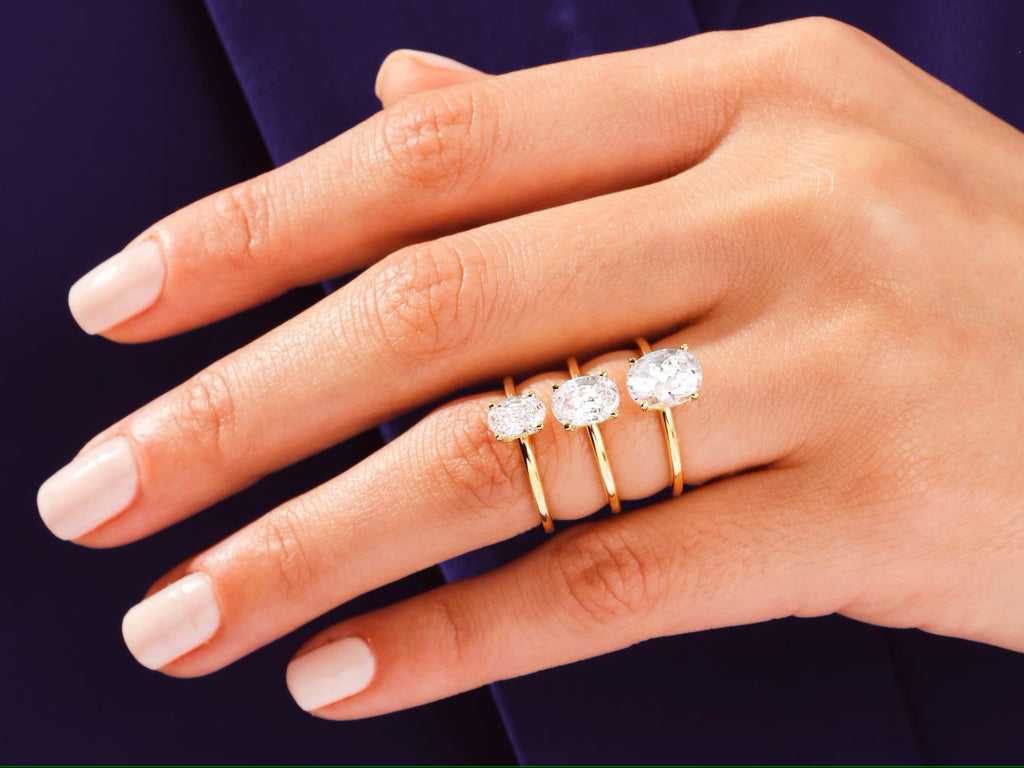 Solid Gold Oval Cut Dimond Engagement Ring