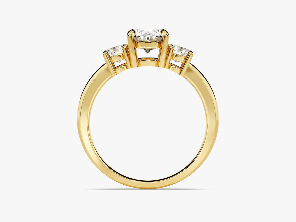 Solid Gold Oval Cut Three -Stone Engagement Ring