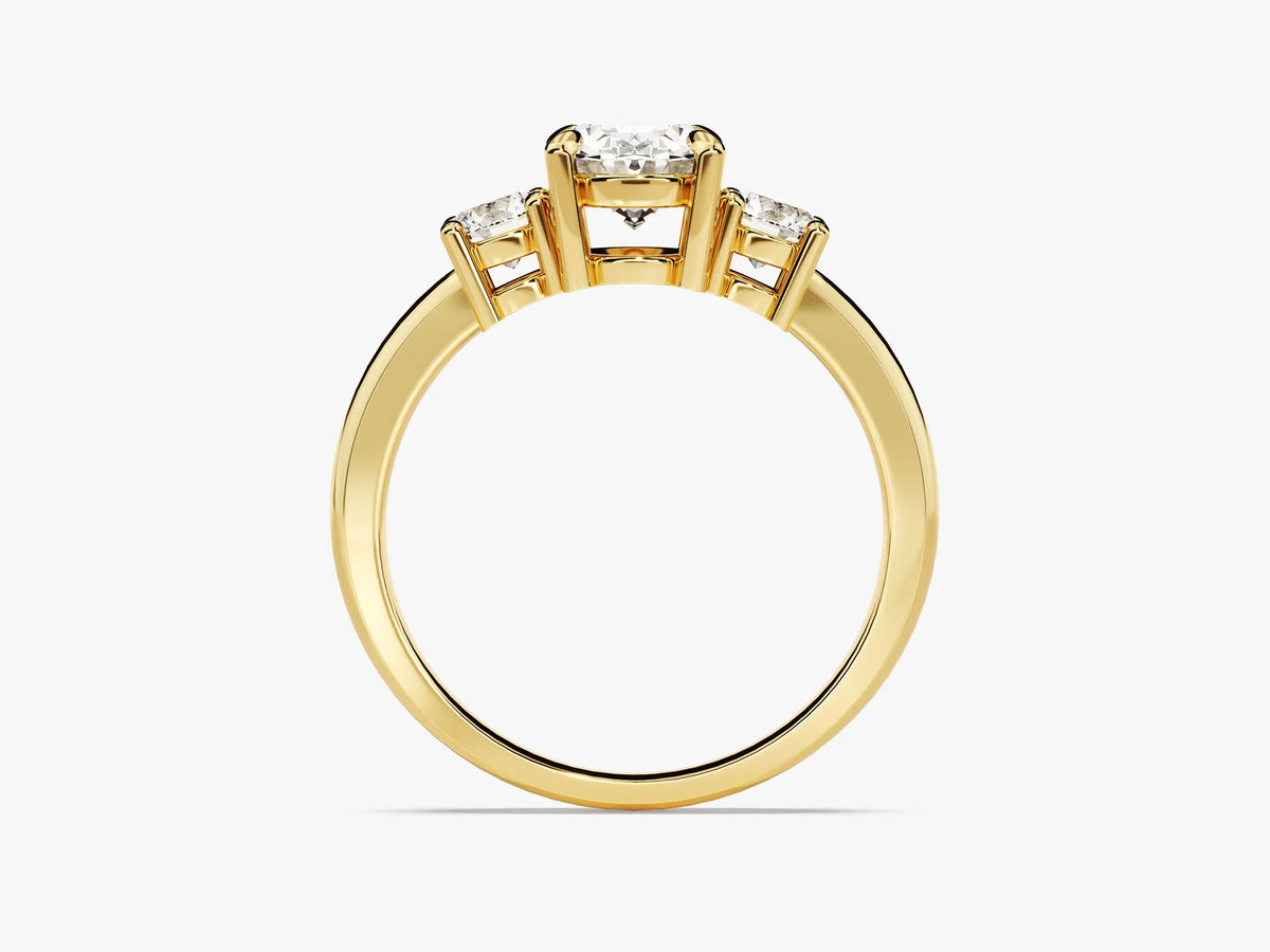 Solid Gold Oval Cut Three -Stone Engagement Ring