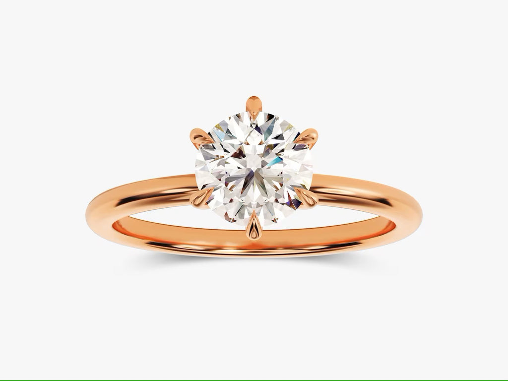 Solid Gold Six-Prong Round Solitaire Diamond Ring