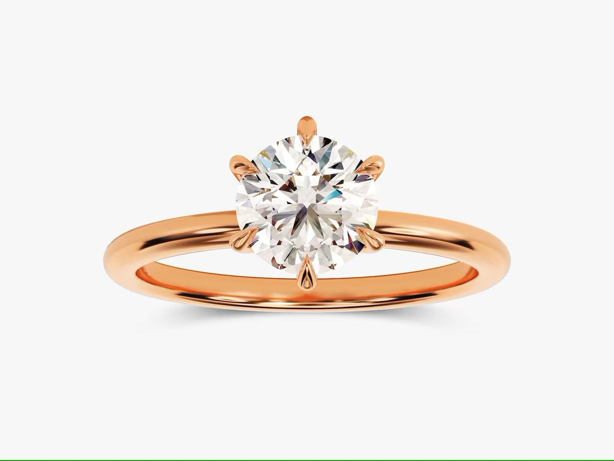 Solid Gold Six-Prong Round Solitaire Diamond Ring