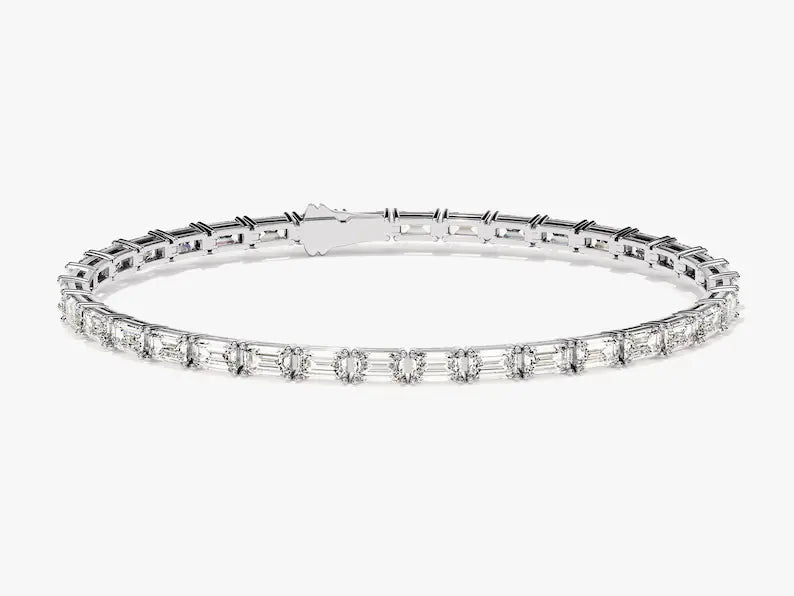 18K Solid Gold Moissanite Tennis Diamond Bracelet - Style A