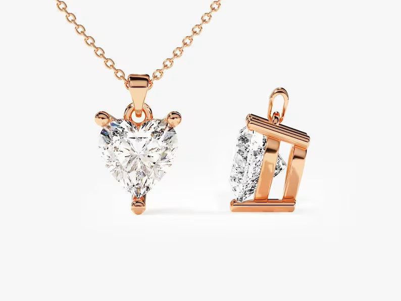 Solid Gold Heart Diamond Pendant
