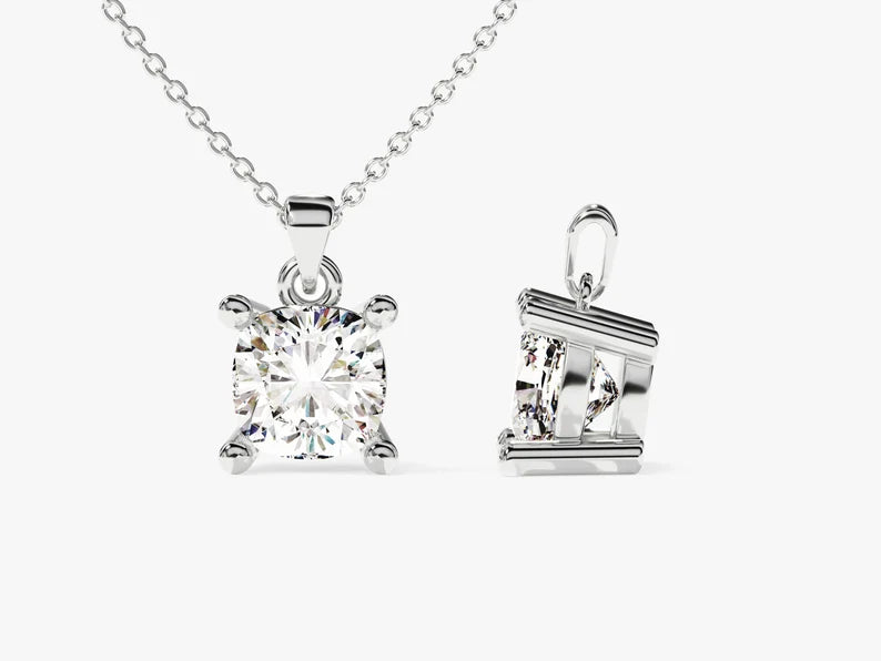 Solid Gold Cushion Diamond Pendant