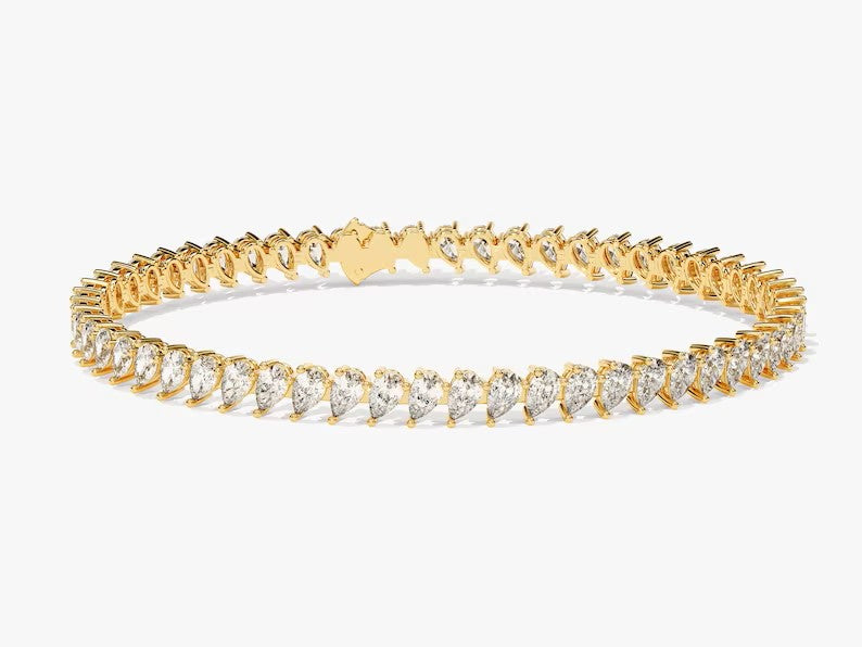 18K Solid Gold Moissanite Tennis Diamond Bracelet - Style B