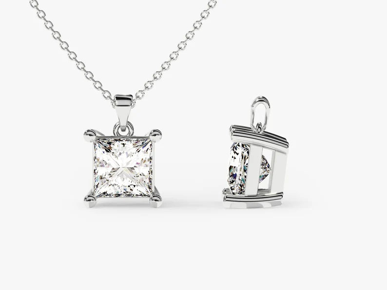 Solid Gold Princess Diamond Pendant
