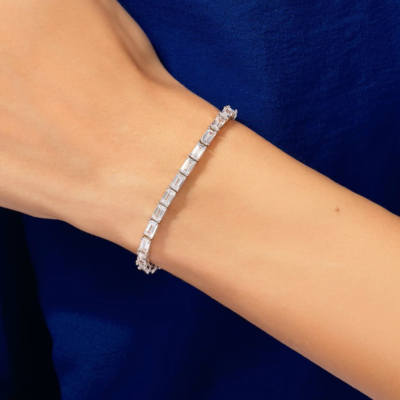 18K Solid Gold Moissanite Tennis Diamond Bracelet - Style A