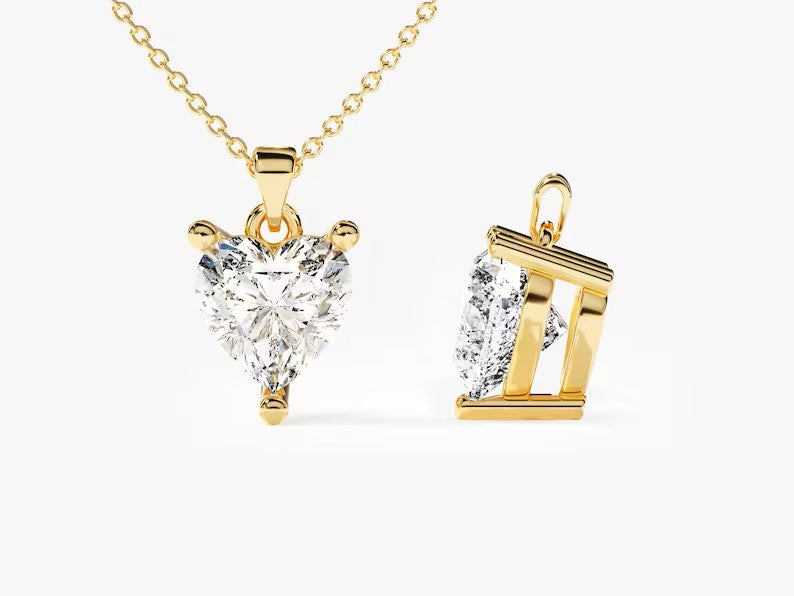 Solid Gold Heart Diamond Pendant