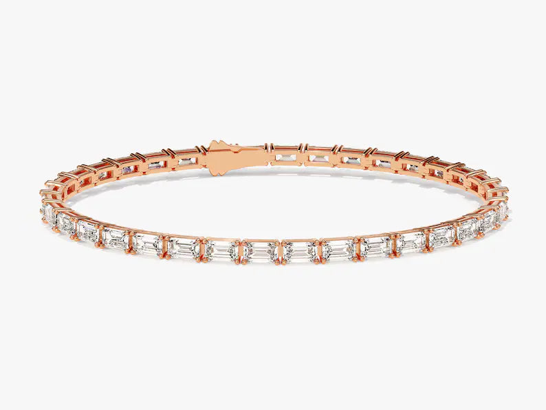 18K Solid Gold Moissanite Tennis Diamond Bracelet - Style A