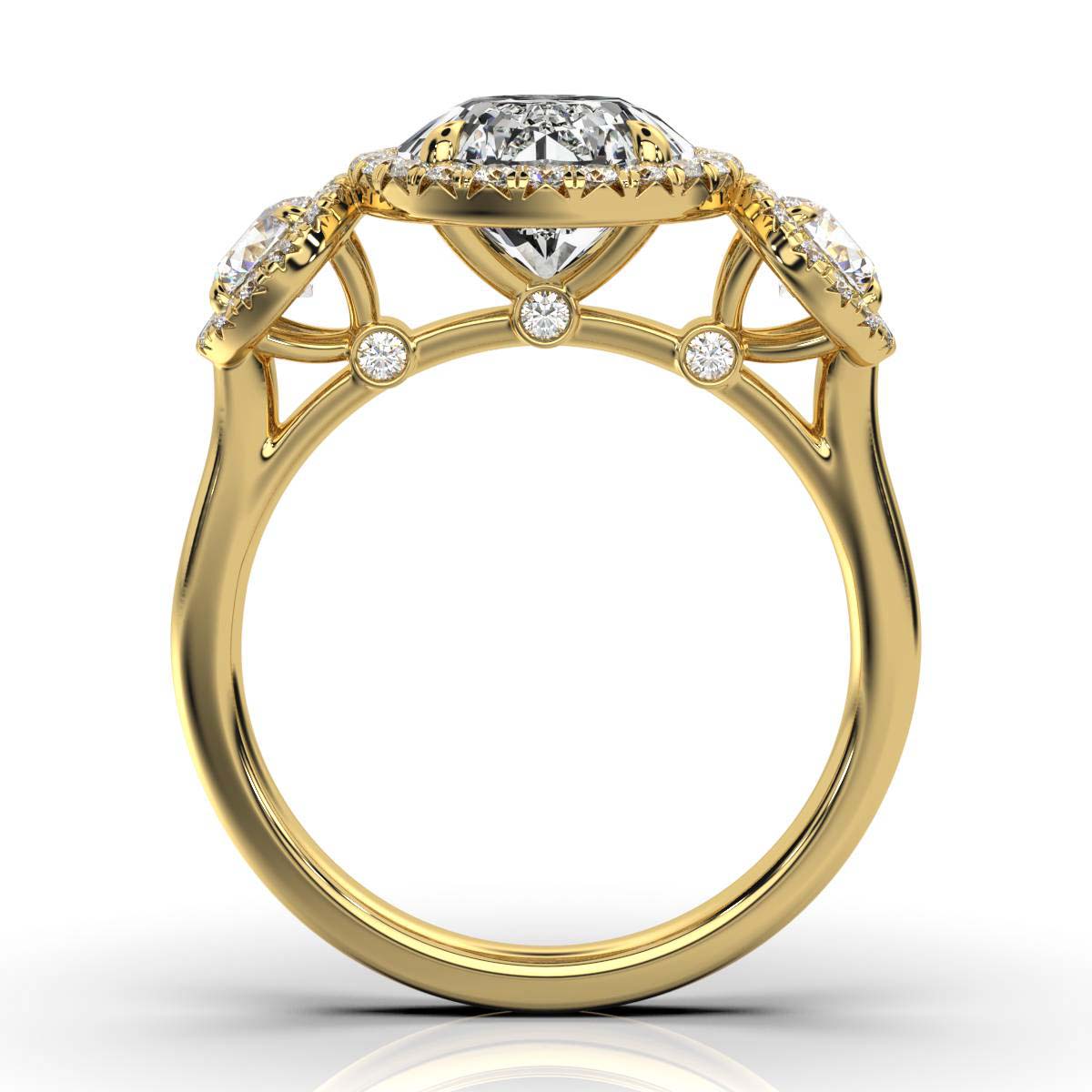 14K Solid Gold 0.97 CT Round Diamond Halo Ring