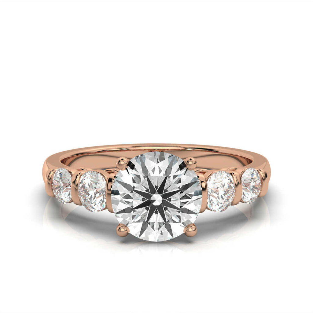 Solid Gold 2 CT Five Stone Lab Grown Diamond Engagement Ring