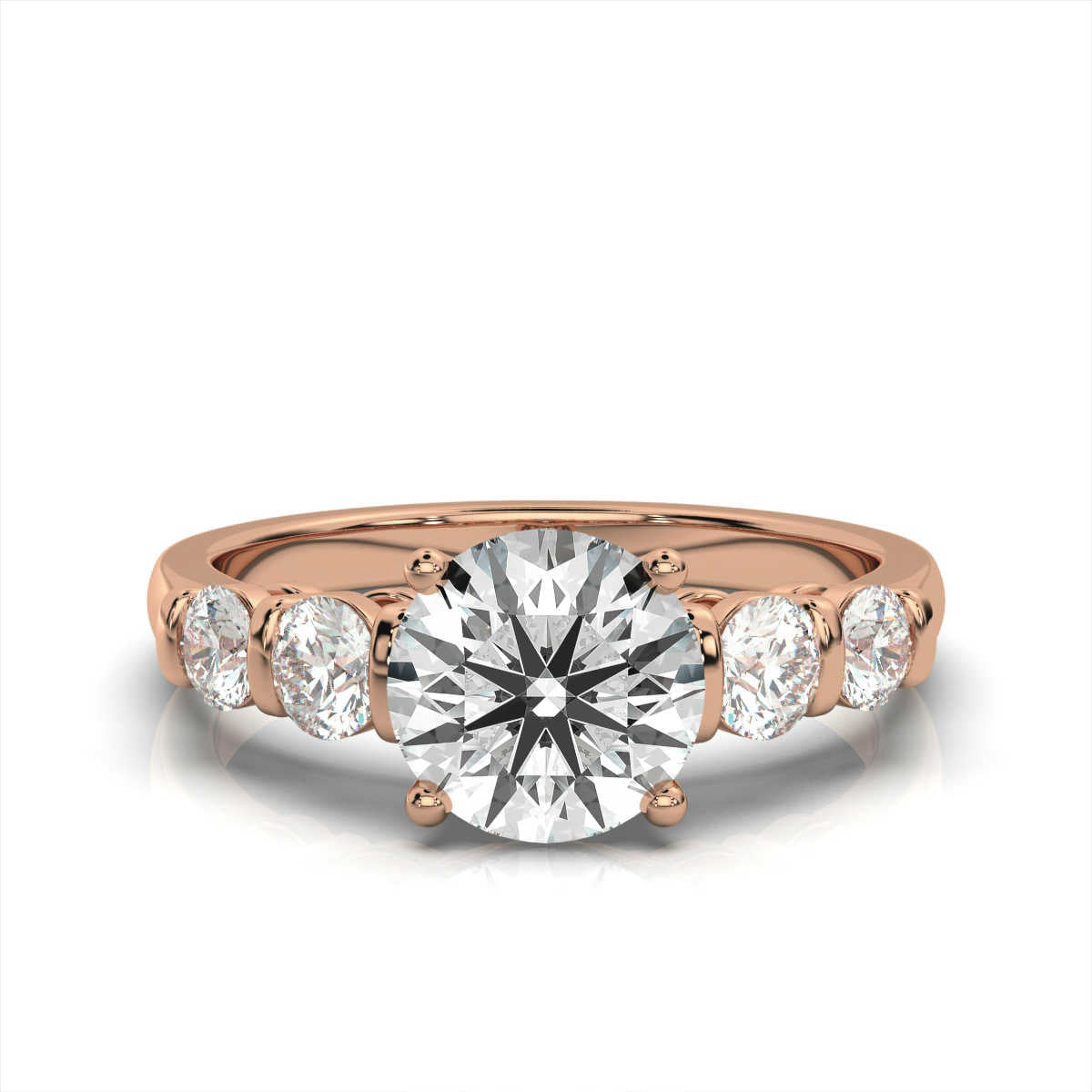 Solid Gold 2 CT Five Stone Lab Grown Diamond Engagement Ring