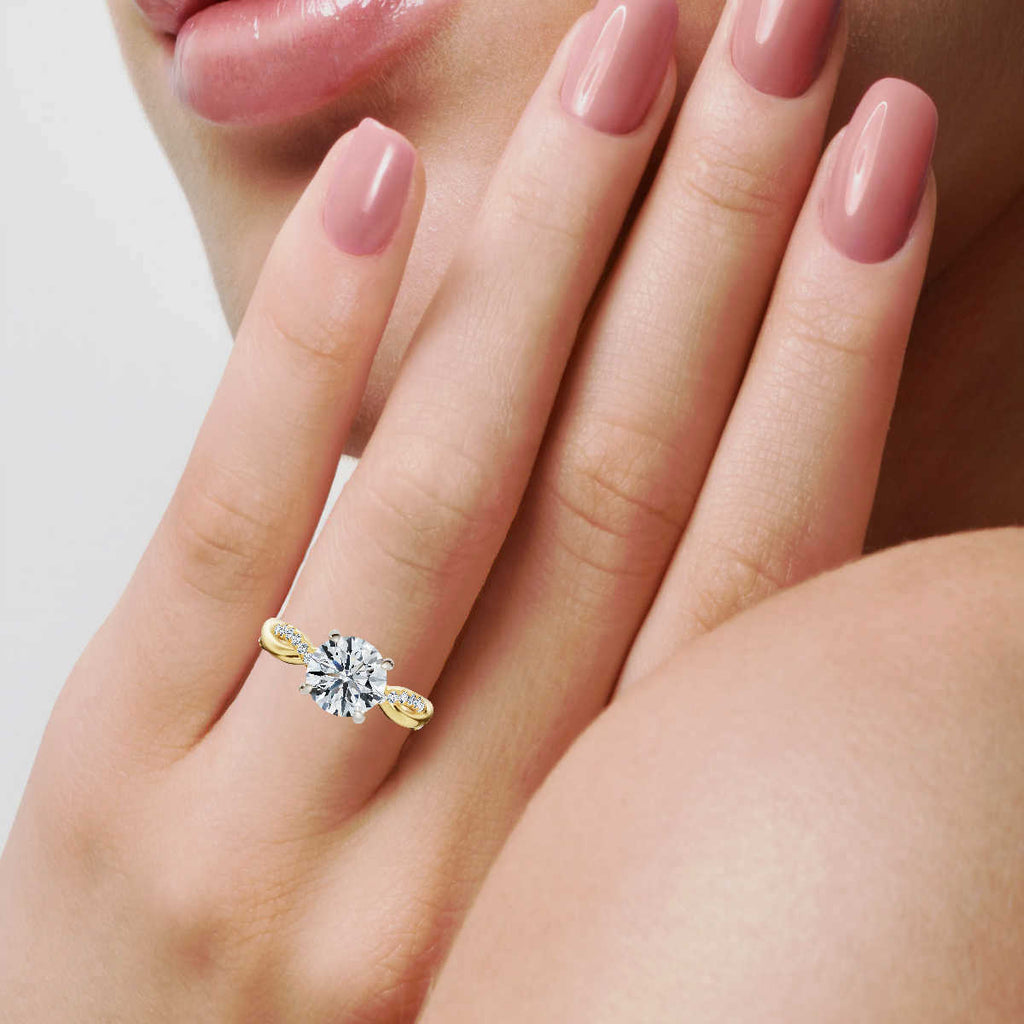 Solid Gold 2 CT Infinity Lab Grown Diamond Engagement Ring