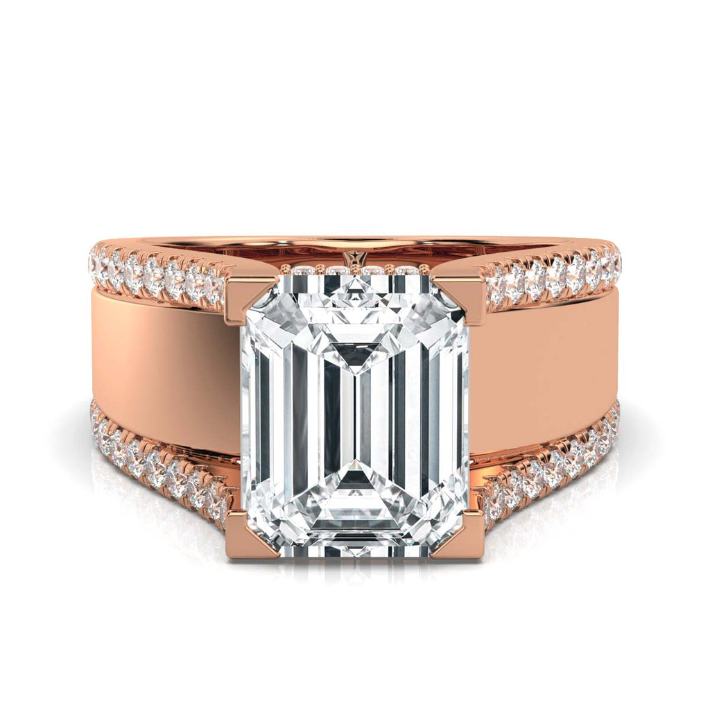 18K Solid Gold 2.7 CT Lab Grown Diamond Ring with Pavé Accents