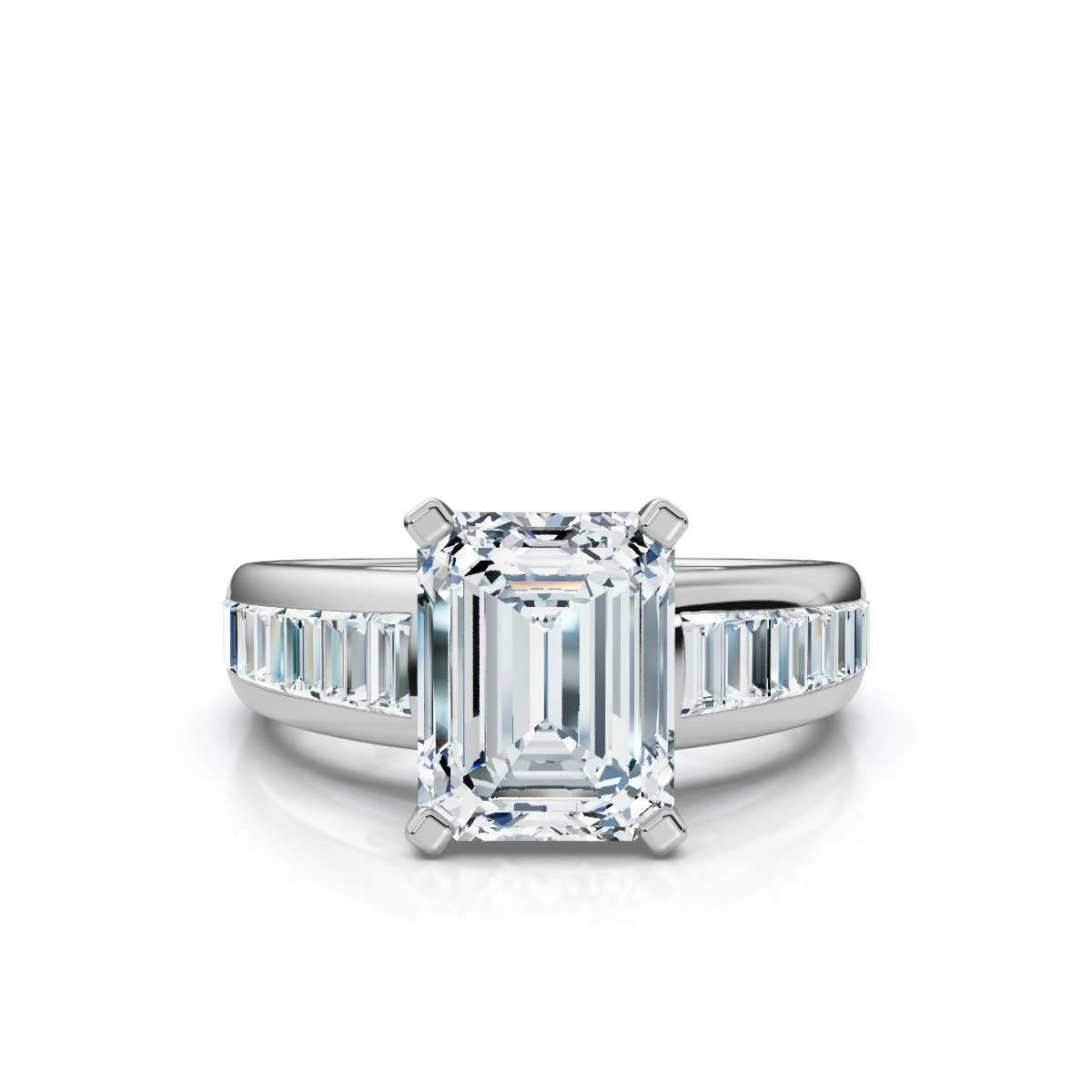 Solid Gold 2 CT Emerald Cut Solitaire Lab Grown Diamond Ring (A66A76)